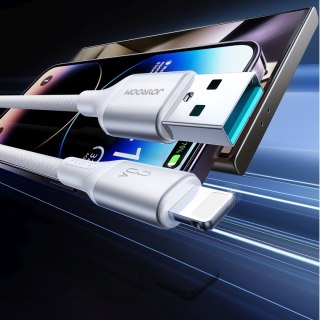 Kabel przewód S-A28 z oplotem USB-A - Lightning 3A 1m - biały JOYROOM