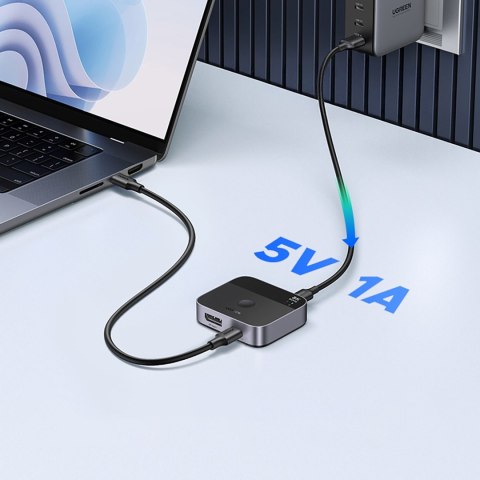 Switch przełącznik DisplayPort USB-C do USB-C - szary UGREEN