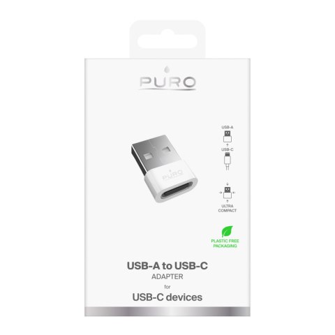 Adapter przejściówka USB-C - USB-A - biały PURO