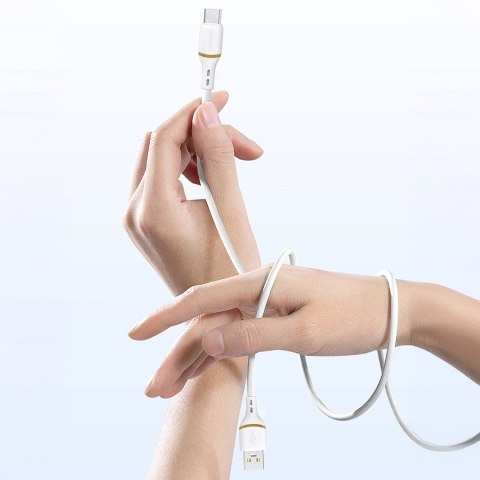 Kabel przewód USB-A - iPhone Lightning w silikonowym oplocie 30W 1m - biały DUDAO