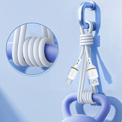 Kabel przewód USB-A - iPhone Lightning w silikonowym oplocie 30W 1m - biały DUDAO