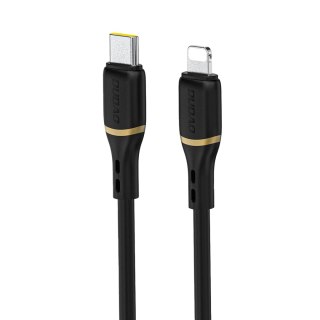 Kabel przewód USB-C - iPhone Lightning w silikonowym oplocie 30W 1m - czarny DUDAO