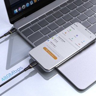 Kabel przewód USB-C - iPhone Lightning w silikonowym oplocie 30W 1m - czarny DUDAO