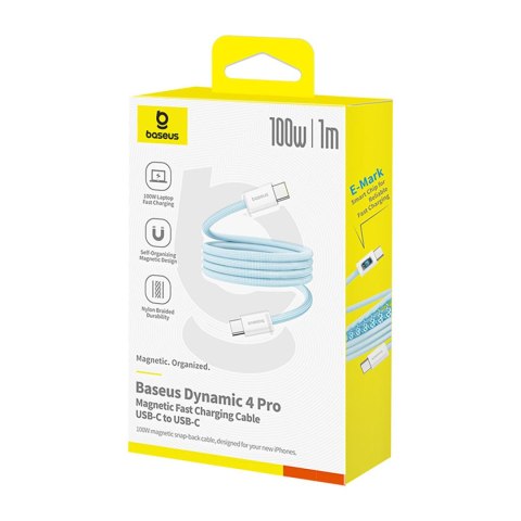 Kabel przewód samoczynnie układający się USB-C Dynamic 4 Pro 100W 1m - niebieski BASEUS