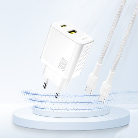 Ładowarka sieciowa USB-A USB-C GaN PD 30W - biała DUDAO