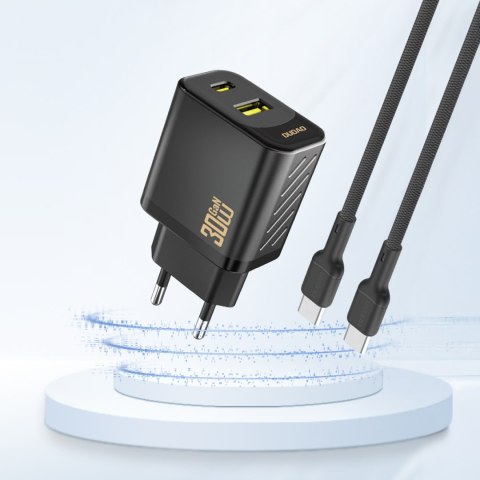 Ładowarka sieciowa USB-A USB-C GaN PD 30W - czarna DUDAO