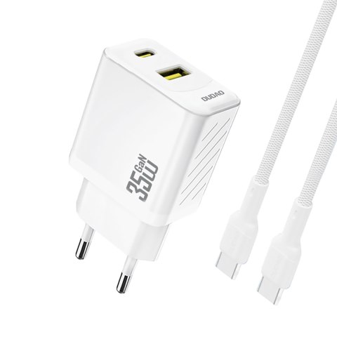 Ładowarka sieciowa USB-A USB-C z kablem USB-C PD QC 35W - biała DUDAO