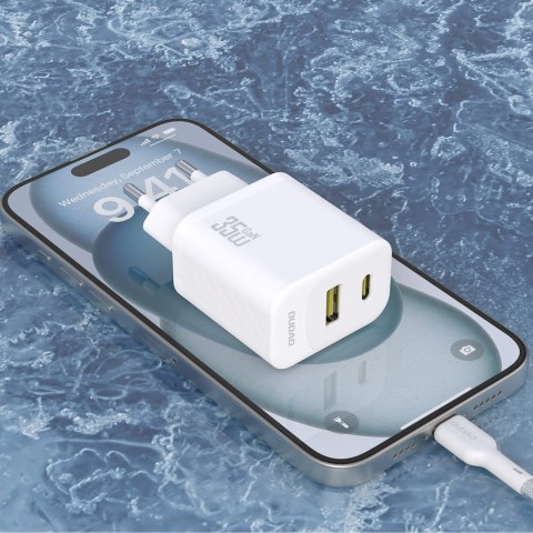 Ładowarka sieciowa USB-A USB-C z kablem USB-C PD QC 35W - biała DUDAO