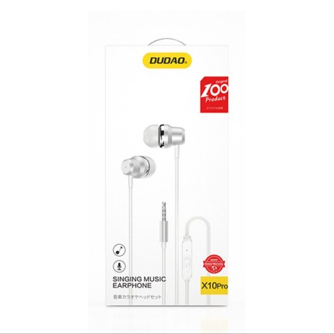 Słuchawki przewodowe dokanałowe z pilotem X10PRO mini jack 3.5mm - białe DUDAO