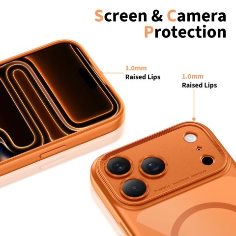 Etui pokrowiec case na iPhone 17 Pro Max Magpeak Magsafe CC - przezroczysto-pomarańczowe Tech-Protect
