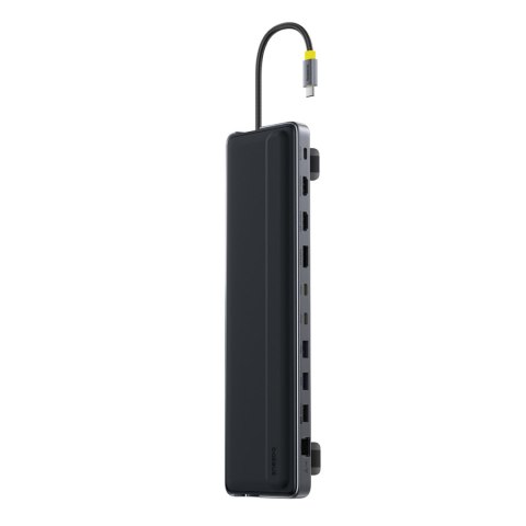 HUB Stacja dokująca 12w1 USB-C HDMI DisplayPort USB-A SD/microSD RJ45 PD - szara BASEUS