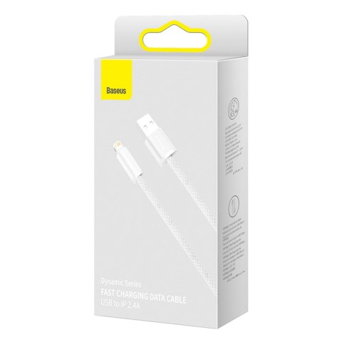 Kabel przewód USB-A - iPhone Lightning Dynamic Series 2.4A 2m - biały BASEUS