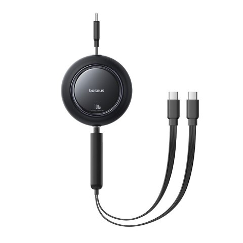 Kabel przewód zwijany 2w1 USB-C 100W 1.2m - czarny BASEUS