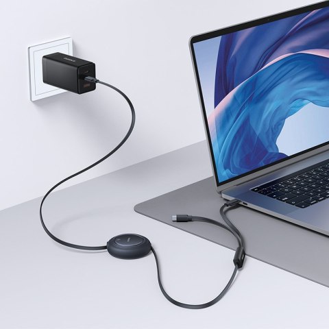 Kabel przewód zwijany 2w1 USB-C 100W 1.2m - czarny BASEUS
