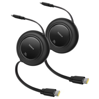 Kabel przewód zwijany USB-C 100W 2m czarny - 2 szt. BASEUS