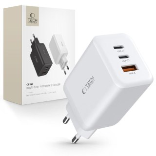 Ładowarka sieciowa USB-C USB-A C65W PD 65W QC - biała Tech-Protect