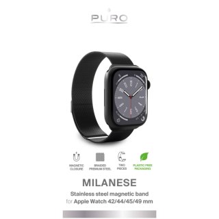 Pasek na zegarek Apple Watch 42 44 45 49mm Milanese - czarny PURO