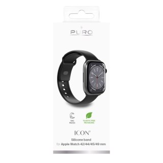 Pasek silikonowy do zegarka Apple Watch 42 44 45 49 mm Icon czarny - 2 szt. PURO
