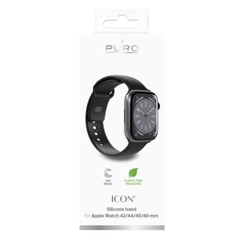 Pasek silikonowy do zegarka Apple Watch 42 44 45 49 mm Icon czarny - 2 szt. PURO