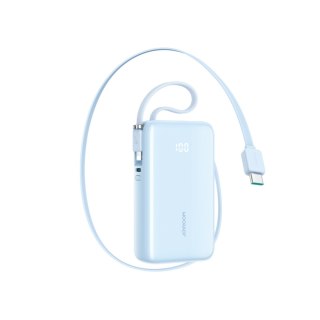 Powerbank 10000mAh 35W ze zwijanym kablem USB-C kablem-smyczą Lightning - niebieski JOYROOM
