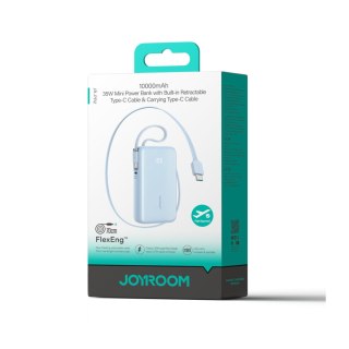 Powerbank 10000mAh 35W ze zwijanym kablem USB-C kablem-smyczą USB-C - niebieski JOYROOM