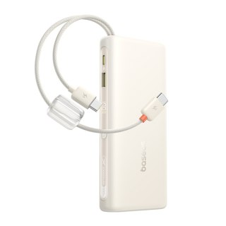 Powerbank 20000mAh 100W z wyświetlaczem dwoma kablami USB-C - beżowy BASEUS