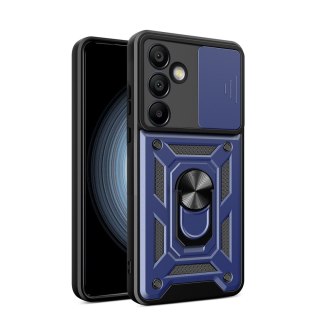 Etui pancerne z osłoną aparatu podstawką do Samsung Galaxy S24 FE Hybrid Armor Camshield - niebieski HURTEL