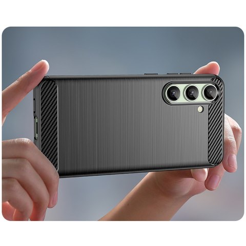 Etui silikonowe do Samsung Galaxy S24 FE Carbon Case - czarny HURTEL