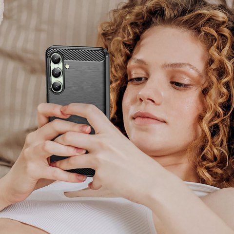 Etui silikonowe do Samsung Galaxy S24 FE Carbon Case - czarny HURTEL