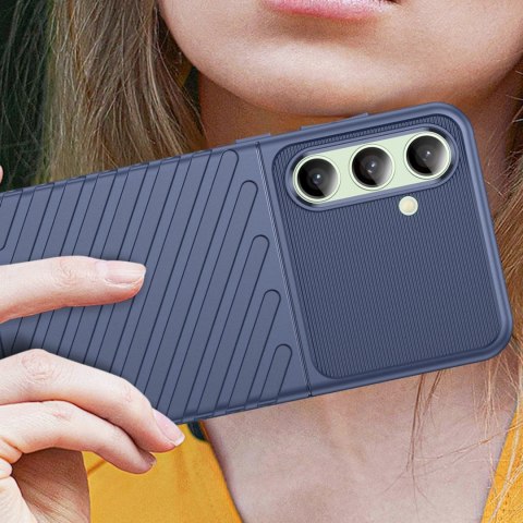 Etui silikonowe pancerny pokrowiec do Samsung Galaxy S24 FE Thunder Case - niebieski