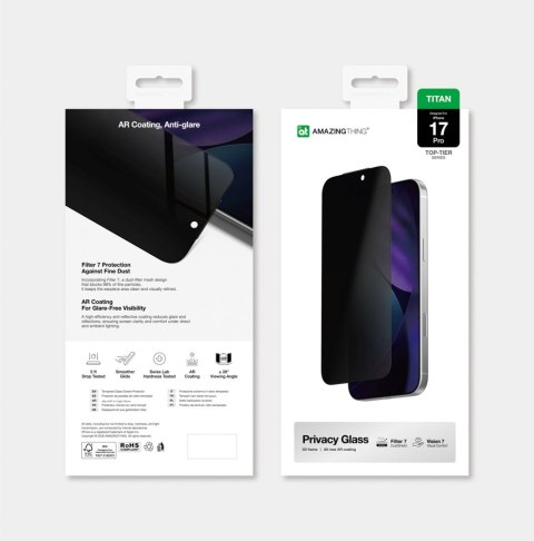 Szkło hartowane prywatyzujące na iPhone 17 Pro Titan Vision 7 AmazingThing
