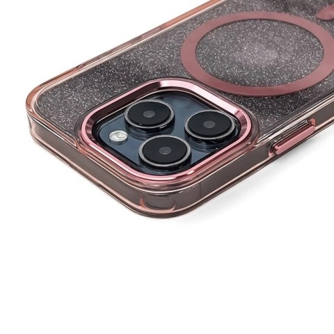 Etui pokrowiec brokatowy na iPhone 16e Glitter Case MagSafe - różowy
