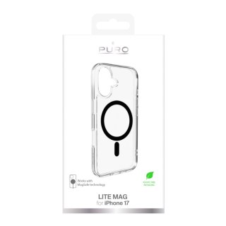 Etui pokrowiec case na iPhone 17 Lite Mag MagSafe - przezroczyste czarny pierścień PURO