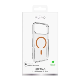 Etui pokrowiec case na iPhone 17 Pro Lite Mag MagSafe - przezroczyste pomarańczowy pierścień PURO