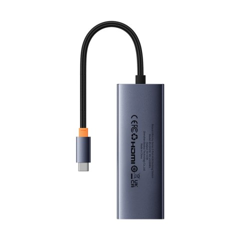 HUB Rozdzielacz 5w1 USB-C do HDMI USB-A USB-C PD 4K - szary BASEUS