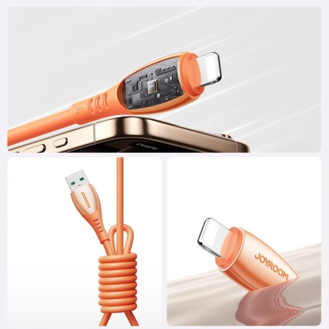 Kabel przewód USB-A - iPhone Lightning Vibrant Series 3A 1.2m - pomarańczowy JOYROOM