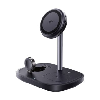 Ładowarka indukcyjna 3w1 do smartfona zegarka słuchawek z chłodzeniem kablem USB-C 45W - czarna BASEUS