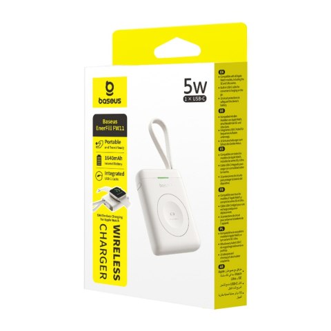 Powerbank 1640 mAh 5W EnerFill FW11 do Apple Watch z wbudowanym kablem - biały BASEUS