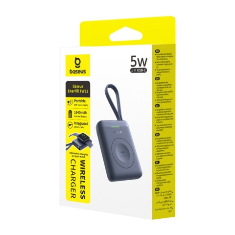 Powerbank 1640 mAh 5W EnerFill FW11 do Apple Watch z wbudowanym kablem - czarny BASEUS