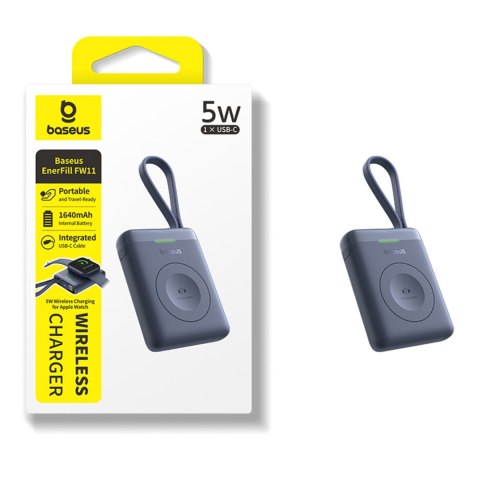 Powerbank 1640 mAh 5W EnerFill FW11 do Apple Watch z wbudowanym kablem - czarny BASEUS