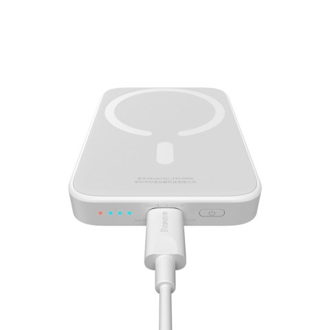 Powerbank magnetyczny 6000mAh 20W Airpow z kablem Baseus Simple USB-C - USB-C 30cm - biały BASEUS