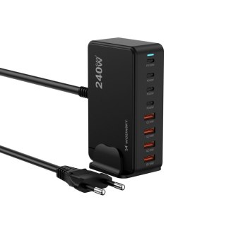 Stacja ładująca biurkowa 4x USB-A 4x USB-C GaN QC3 240W - czarna WOZINSKY
