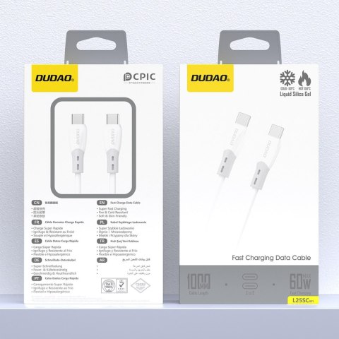 Kabel przewód z silikonowym oplotem USB-C L25SC 60W 1m - biały DUDAO