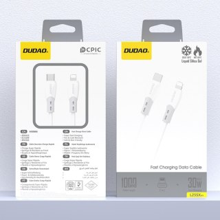Kabel przewód z silikonowym oplotem USB-C - iPhone Lightning L25SX 30W 1m - biały DUDAO
