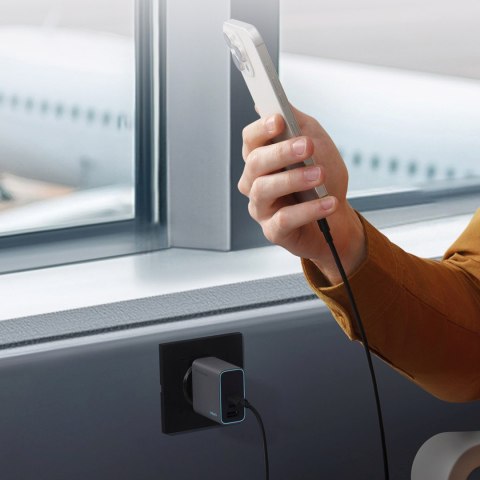 Ładowarka sieciowa USB-C USB-A GaN 65W - szara CUKTECH