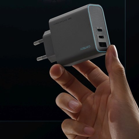 Ładowarka sieciowa USB-C USB-A GaN 65W - szara CUKTECH