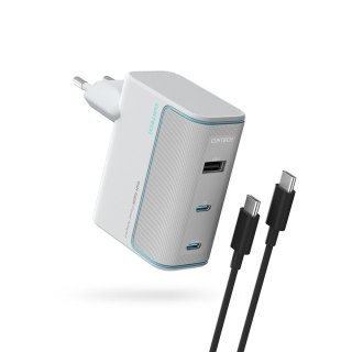 Ładowarka sieciowa USB-C USB-A z kablem GaN 100W - biała CUKTECH
