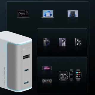 Ładowarka sieciowa USB-C USB-A z kablem GaN 100W - biała CUKTECH