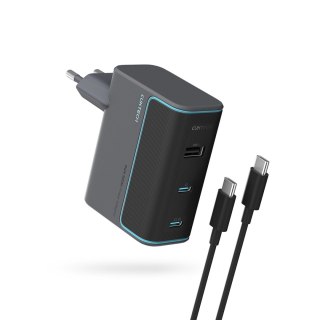 Ładowarka sieciowa USB-C USB-A z kablem USB-C GaN 100W - szara CUKTECH
