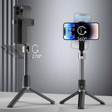 Selfie stick kijek do zdjęć ze statywem pilotem Bluetooth 1.1 m - czarny DUDAO